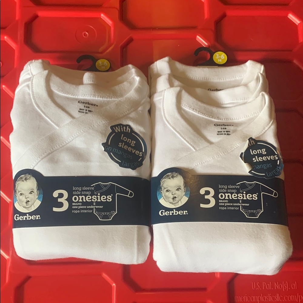 Gerber White Long Sleeve Onesies